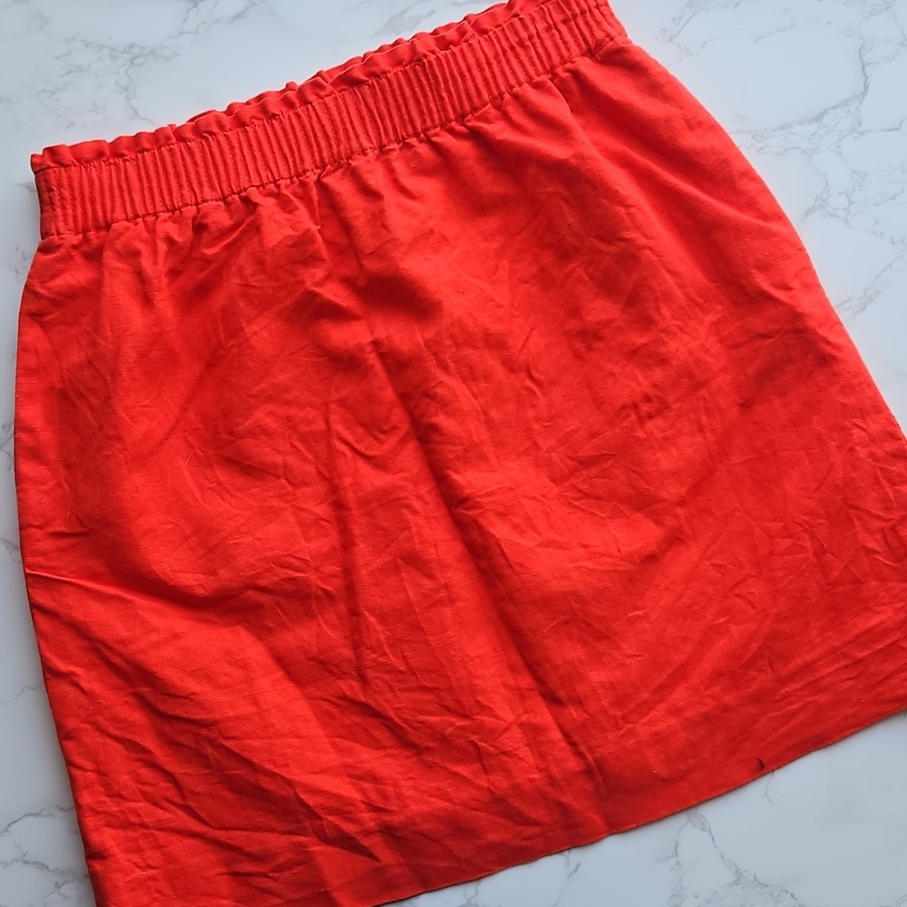 J Crew Orange Linen Blend Mini Skirt 2